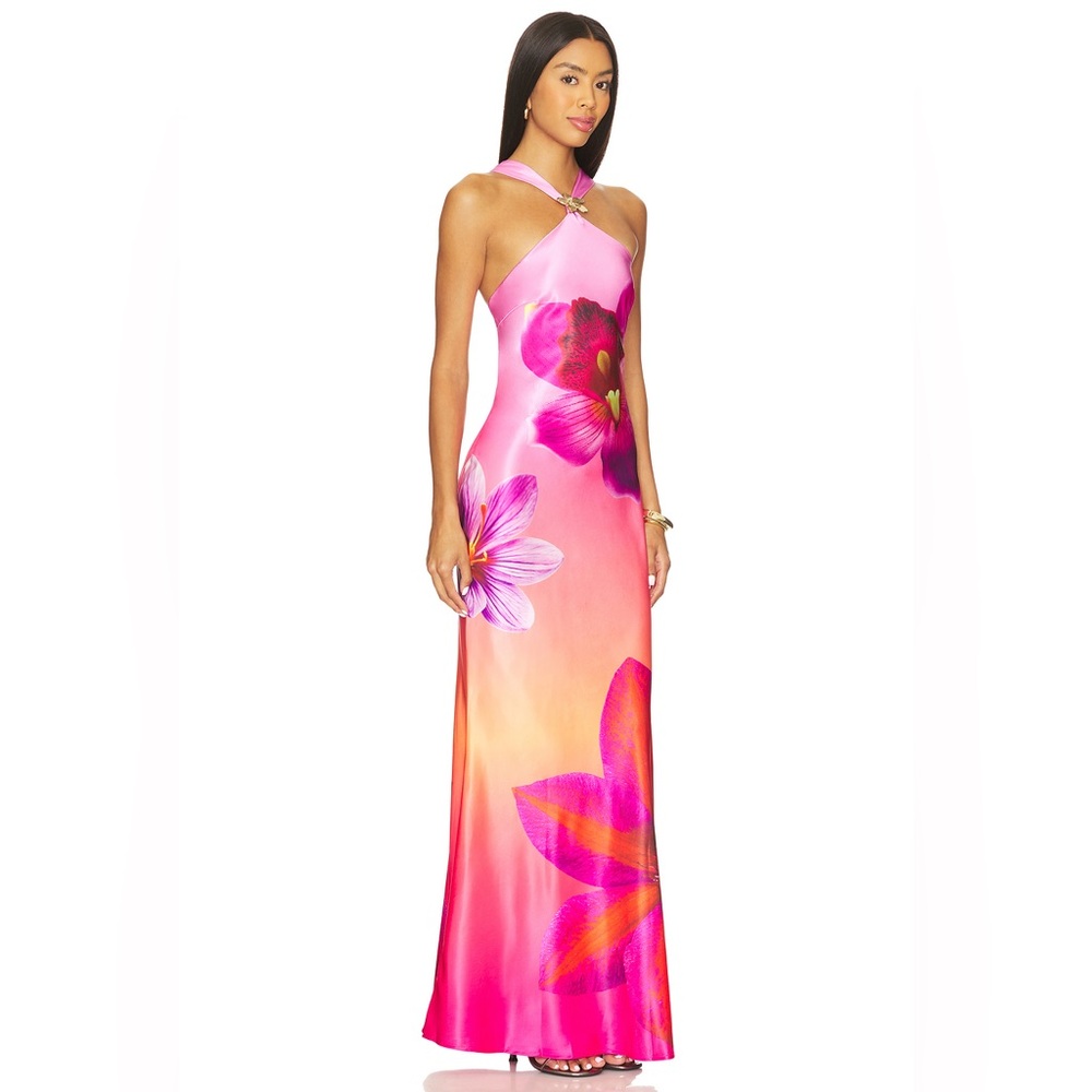 NWT Women’s Pink Floral Halter Maxi Dress
